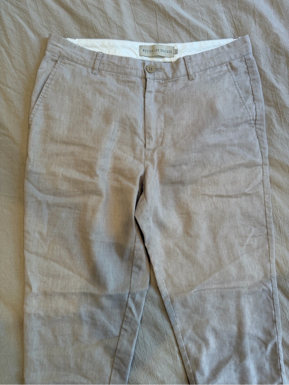 Men's Linen-Blend Chinos in Taupe by Boston Proper